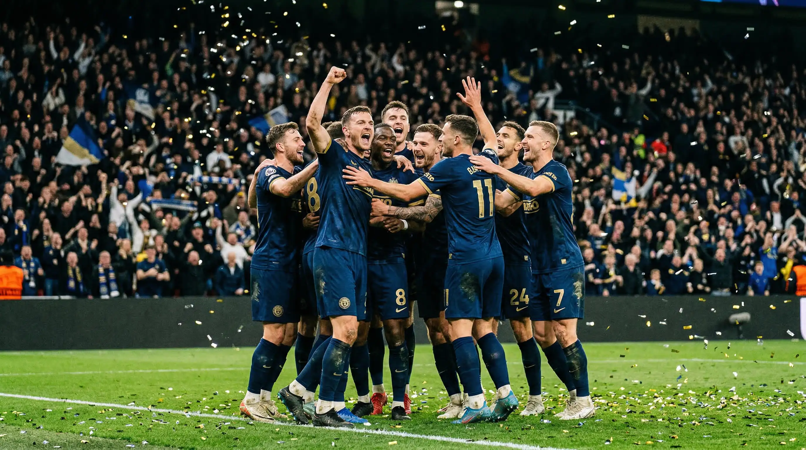 Jugadores del PSG celebrando el título de la Ligue 1 en el estadio